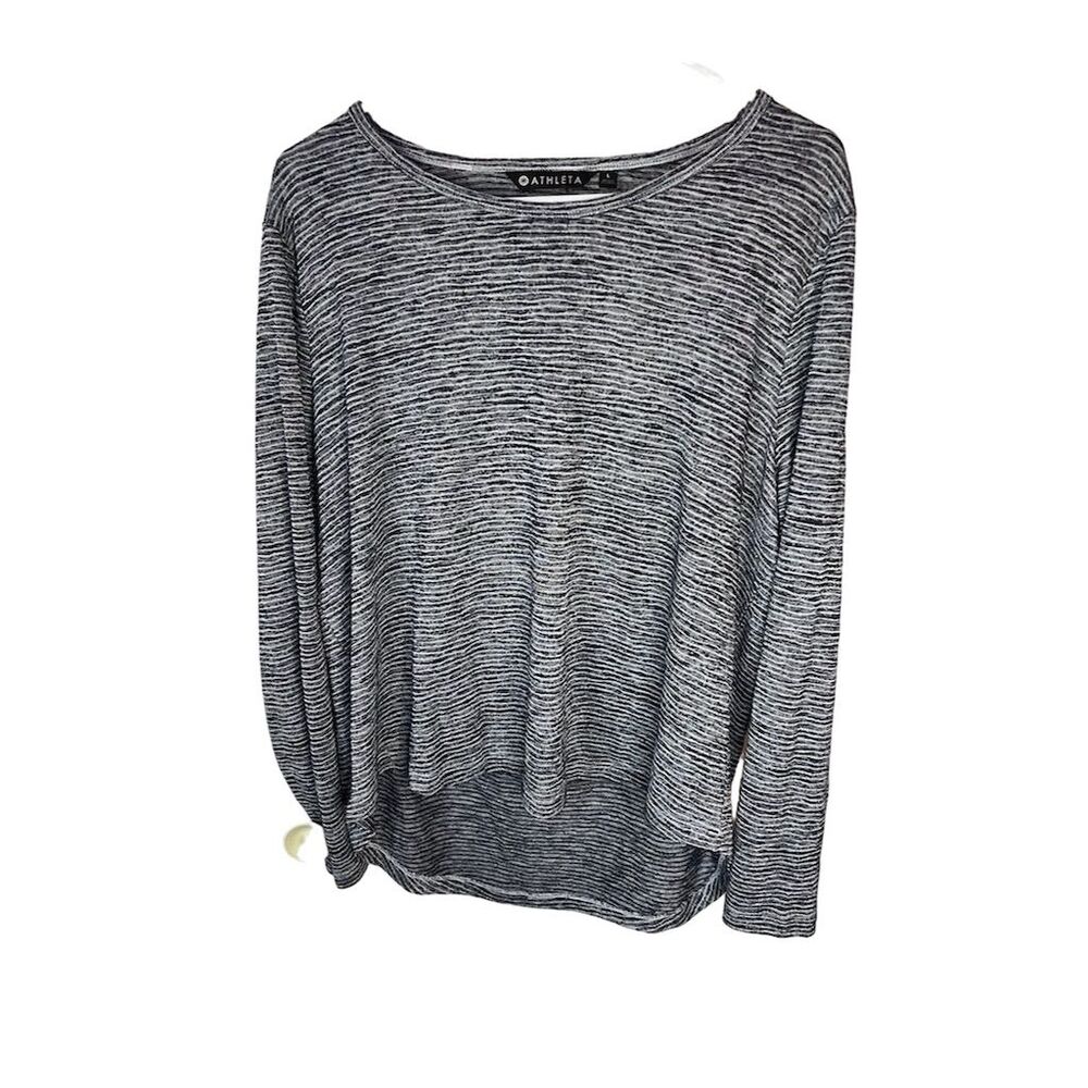 Athleta Women's Striped Open Back Long Sleeve Top Blue Size L